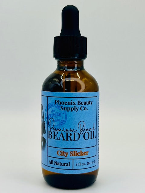 City Slicker Nourishing Beard Oil with citrus, herbal, and floral notes, perfect for softening and moisturizing beards and skin.