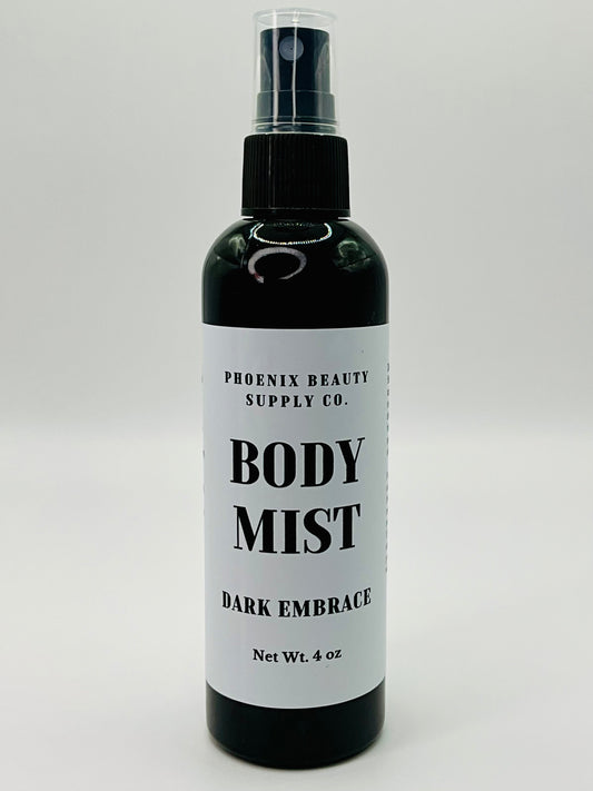 Dark Embrace non-toxic, alcohol-free handmade body mist, offering a fresh, captivating scent for all-day freshness and hydration.