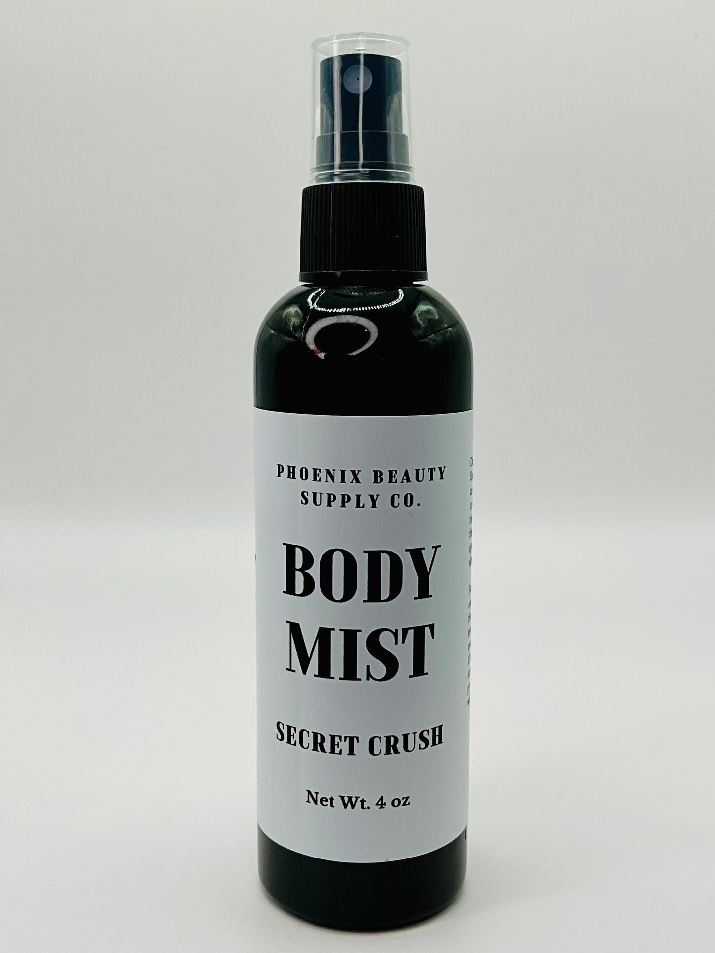 Secret Crush handmade body mist, non-toxic and alcohol-free, perfect for freshening up anytime.