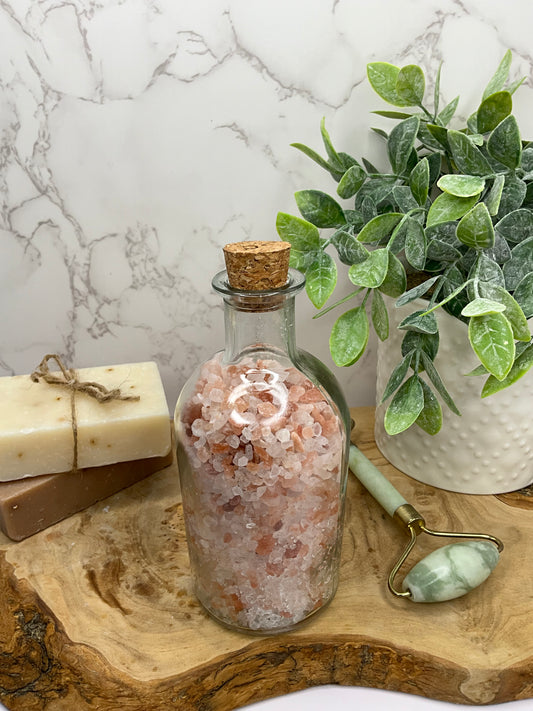 Sleepytime Bath Salt Soak jar filled with soothing cedarwood and orange infused salts, perfect for relaxation before bedtime.