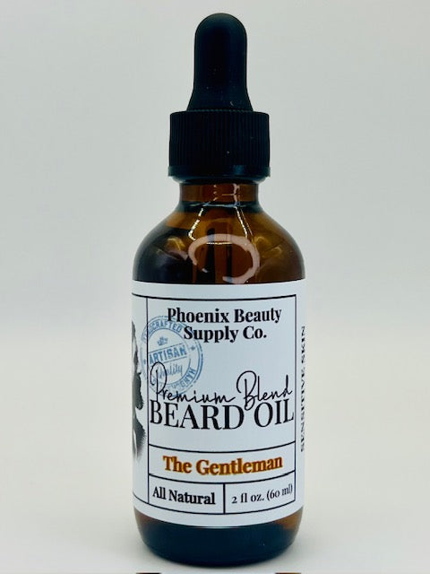 The Gentlemen Sensitive Skin beard oil, crafted with blue sage for a gentle, hydrating solution to nourish sensitive skin and facial hair.