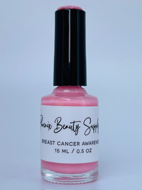 Breast Cancer Awareness Polish in light pink, non-toxic handmade nail polish for spreading awareness and supporting the cause.