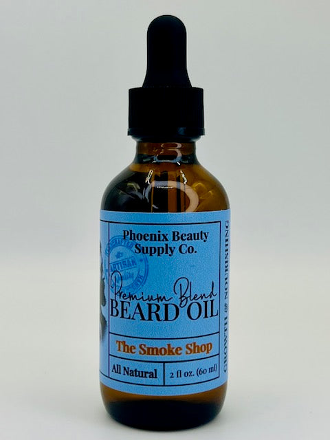 The Smoke Shop Nourishing & Growth Beard Oil – Tobacco and vanilla blend designed to promote healthy beard growth and soft, moisturized hair.